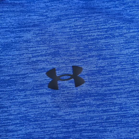 Under Armour Hoodie Mens Medium Blue Heathered Fleece Cold Gear Sweatshirt - Picture 3 of 12